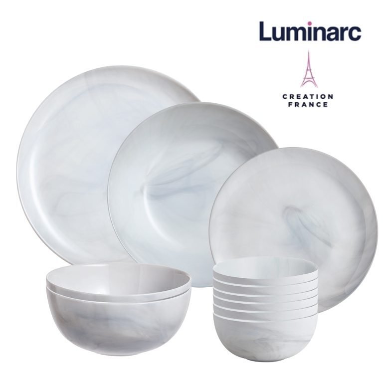 Bộ Bàn Ăn Tô Chén Đĩa Thuỷ Tinh Cường Lực Luminarc Diwali Granit Marble 12ps chính hãng, chất liệu thủy tinh cao cấp, an toàn cho sức khỏe, thiết kế sang trọng, phù hợp gia đình và văn phòng, nhà hàng, khách sạn, quà tặng doanh nghiệp