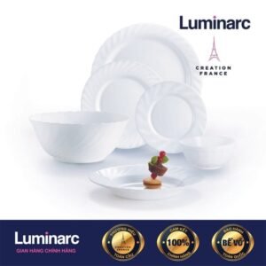 Bộ Bàn Ăn Tô Chén Đĩa Thuỷ Tinh Cường Lực Luminarc Trianon 12 món chính hãng, chất liệu thủy tinh cao cấp, an toàn cho sức khỏe, thiết kế sang trọng, phù hợp gia đình và văn phòng, nhà hàng, khách sạn, quà tặng doanh nghiệp
