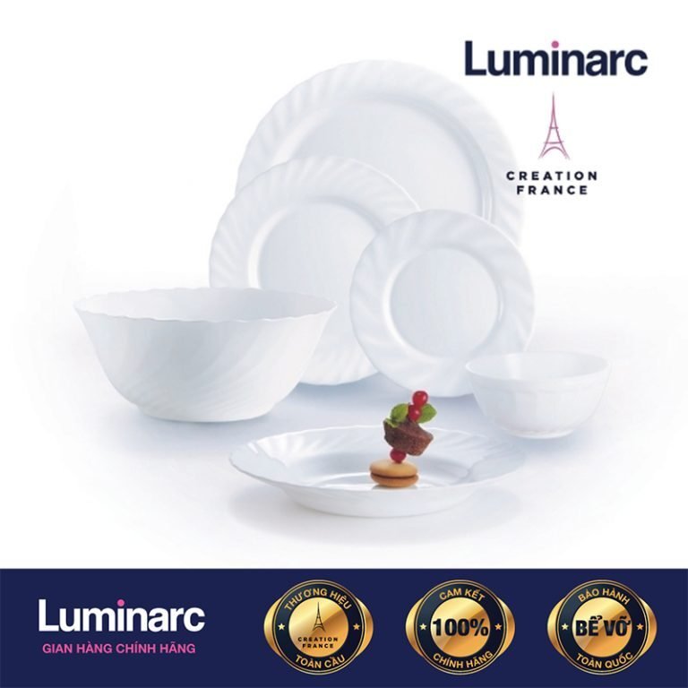 Bộ Bàn Ăn Tô Chén Đĩa Thuỷ Tinh Cường Lực Luminarc Trianon 12 món chính hãng, chất liệu thủy tinh cao cấp, an toàn cho sức khỏe, thiết kế sang trọng, phù hợp gia đình và văn phòng, nhà hàng, khách sạn, quà tặng doanh nghiệp